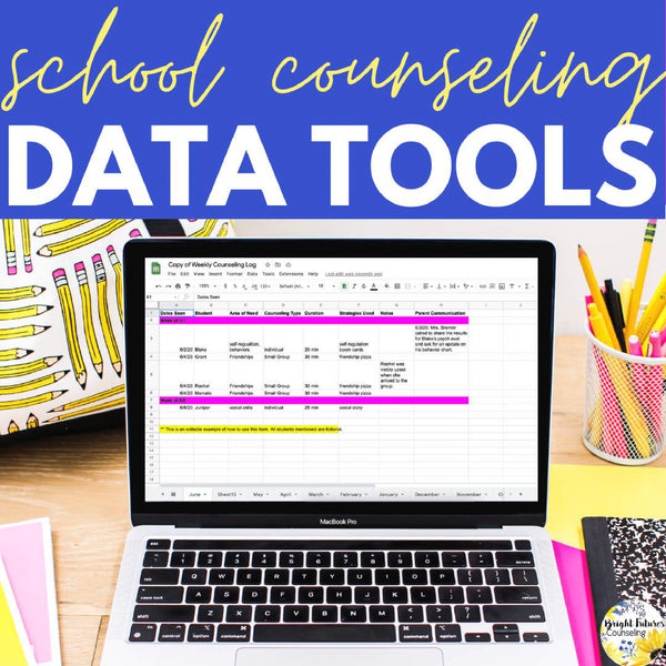 School Counseling Data Tracking Tools Bundle - Data Driven Counseling Program